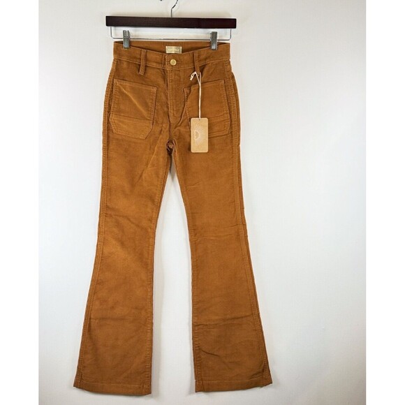 NWT Porter Blue Jeans Mustard The Wanderer Corduroy Flare Bell Bottom Retro 24 - Picture 5 of 10